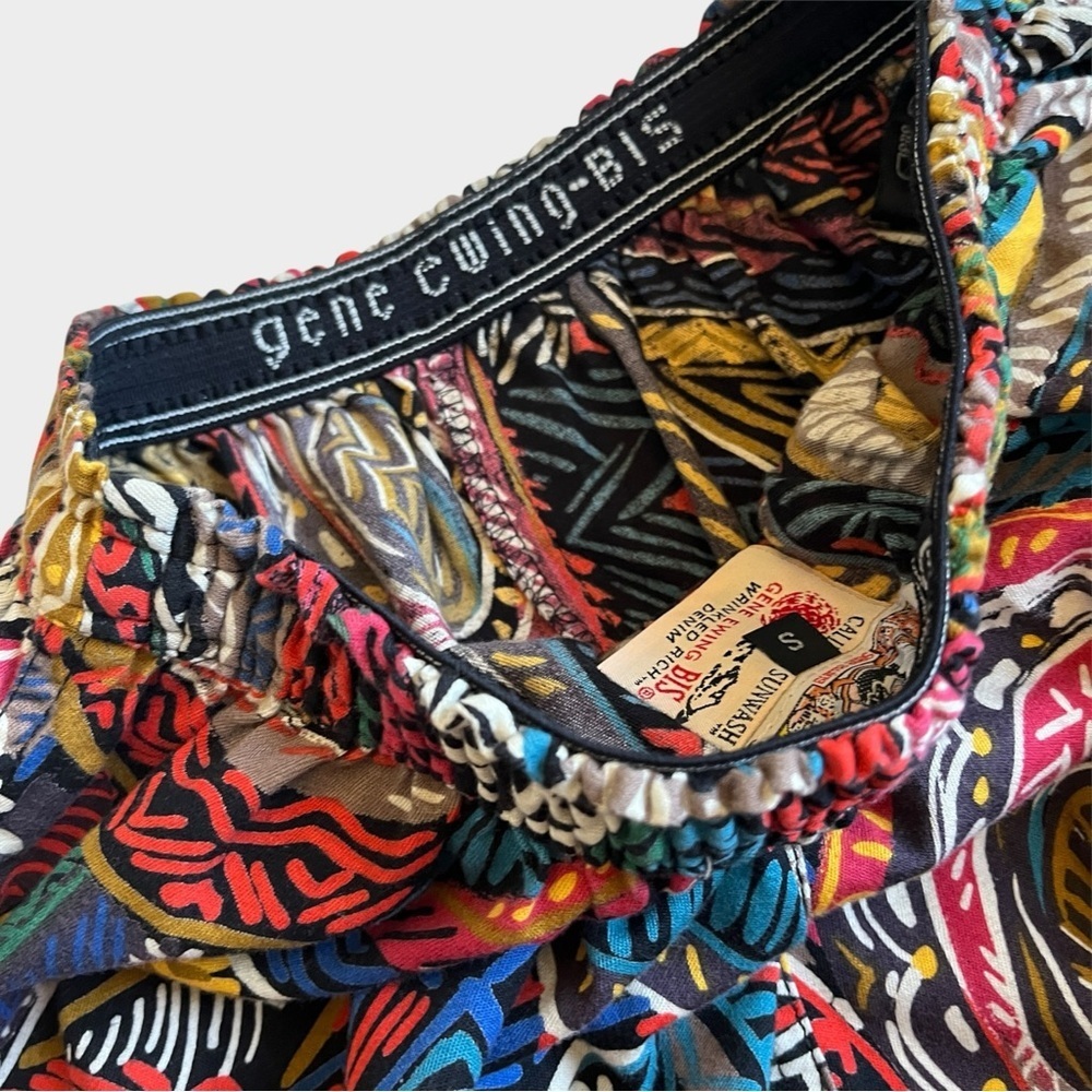 VTG 90s Gene Ewing Paisley Wide Leg Pants Artcore Streetwear Palazzo Pant Small - Picture 6 of 13